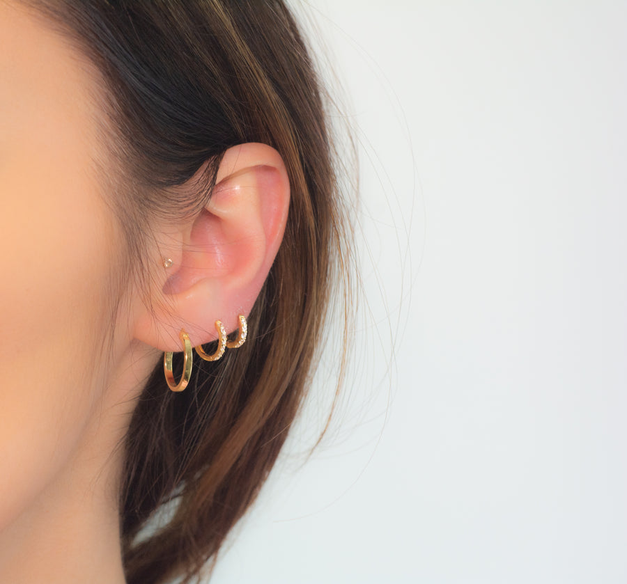 gold flat 13mm hoop earrings