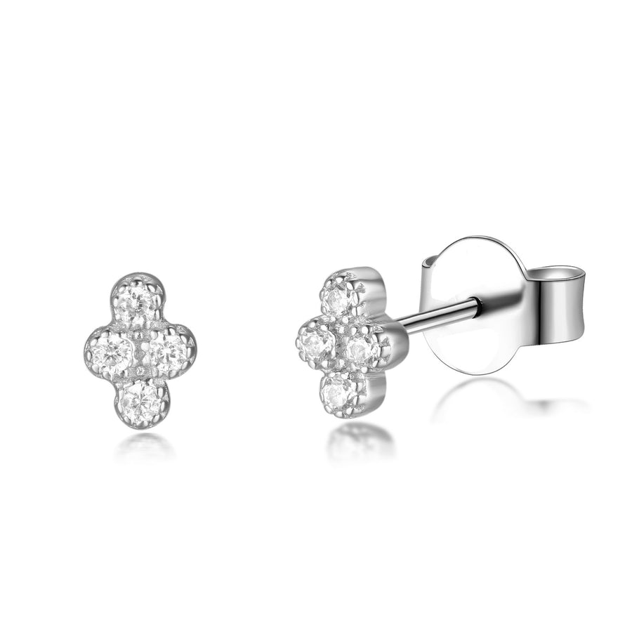 4 stone silver cz minimalistic stud tragus earrings