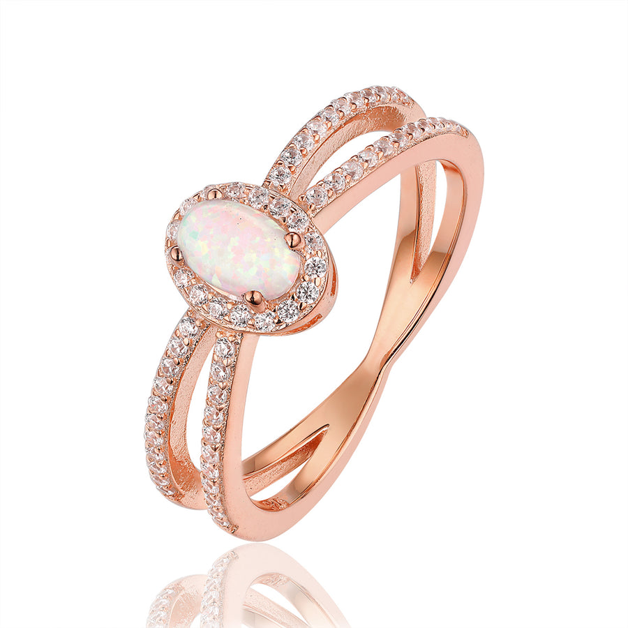 rose gold split shank opal ring