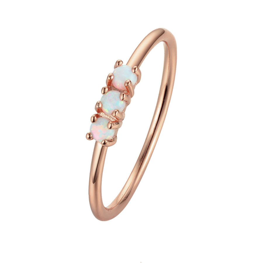 rose gold 3 stone opal ring