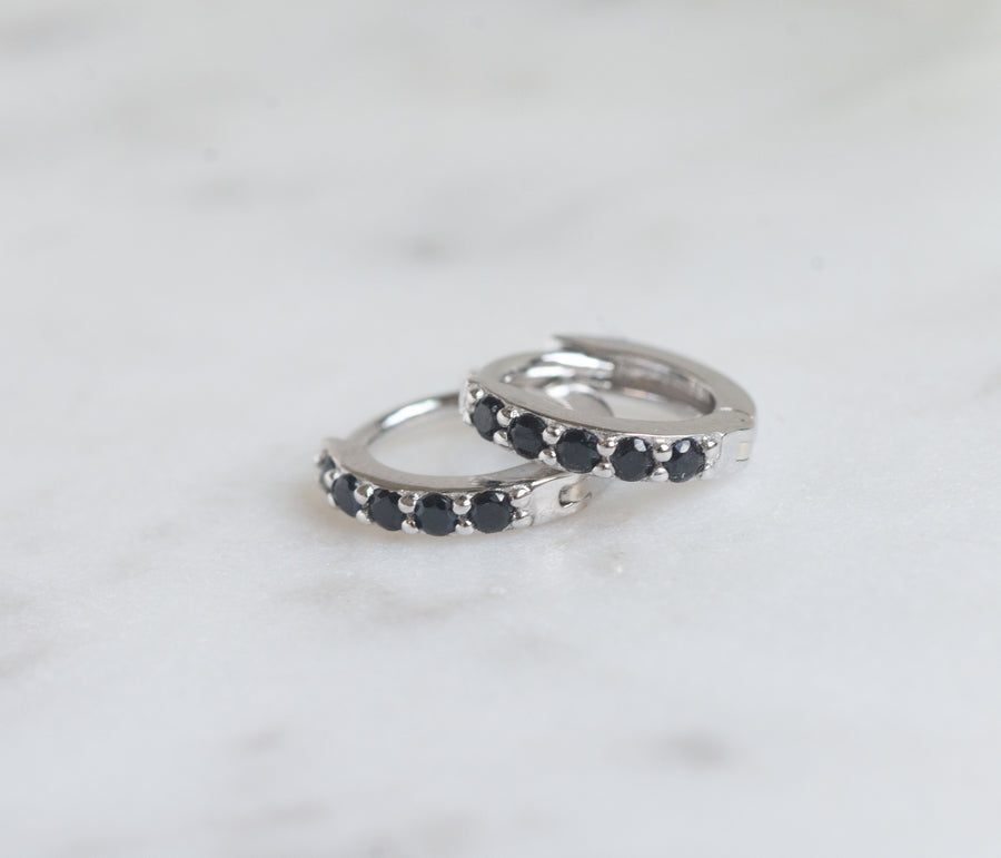 silver black diamond earrings
