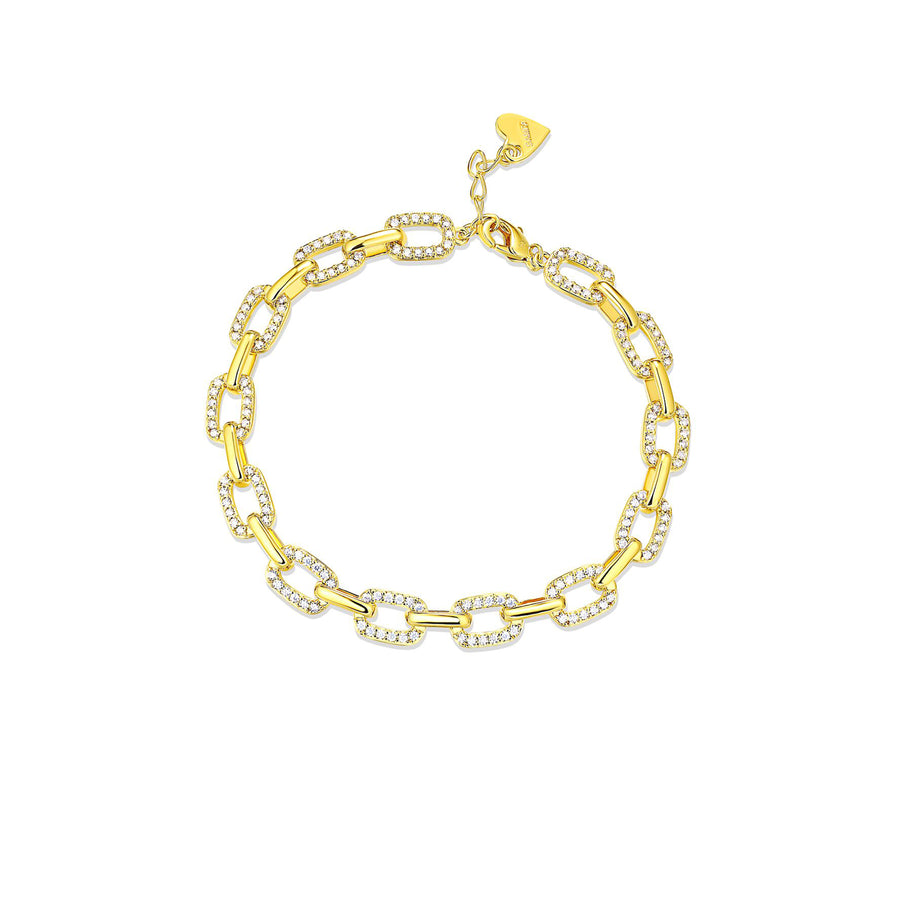 pave gold chain link bracelet 