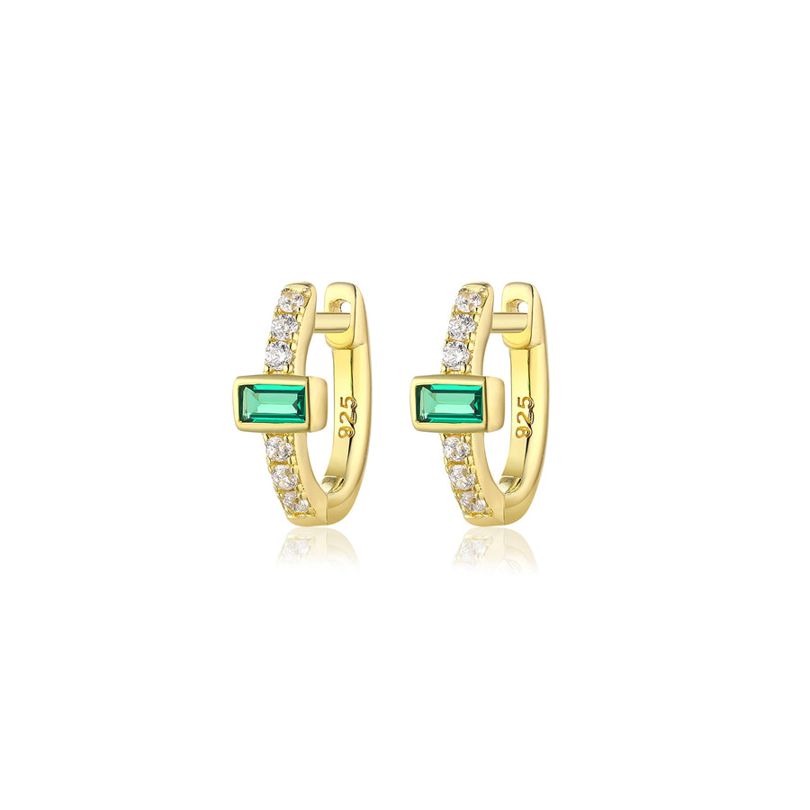 emerald baguette diamond hoop earrings