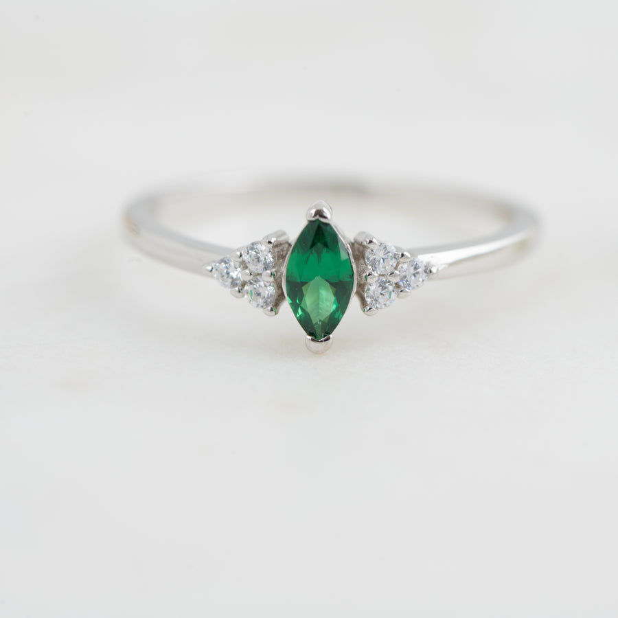 emerald marquise silver cz ring