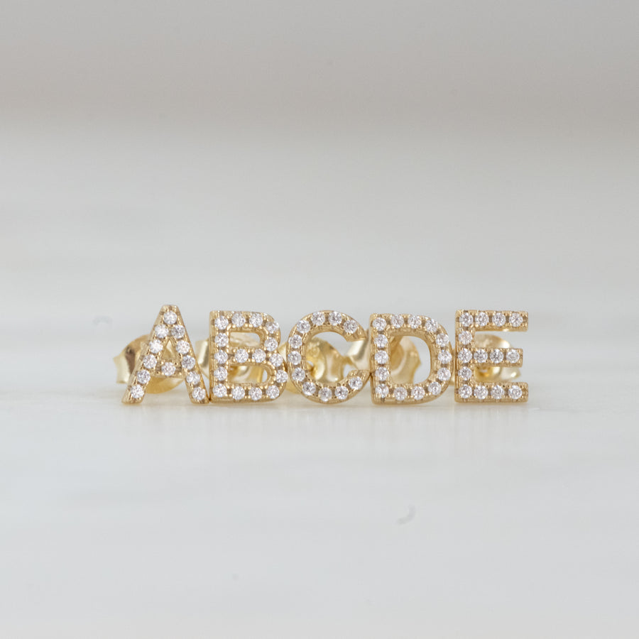 Pave Initial Studs