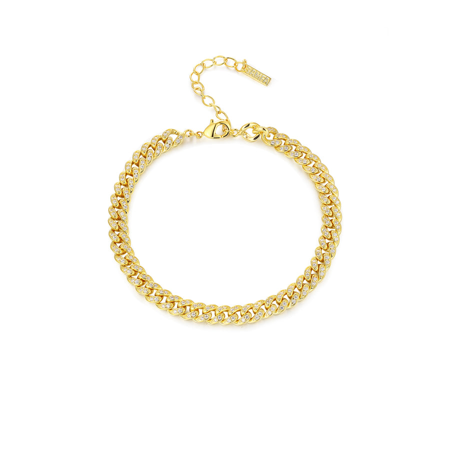 gold pave cuban link chain bracelet