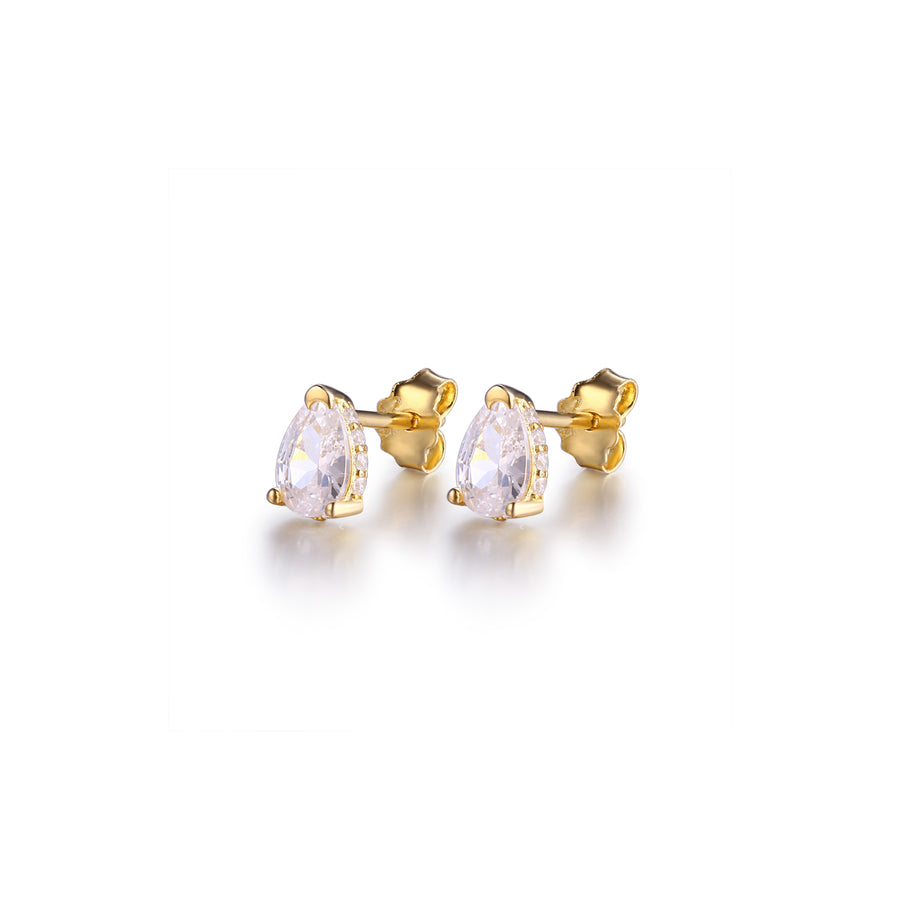 gold pear shaped stud earrings