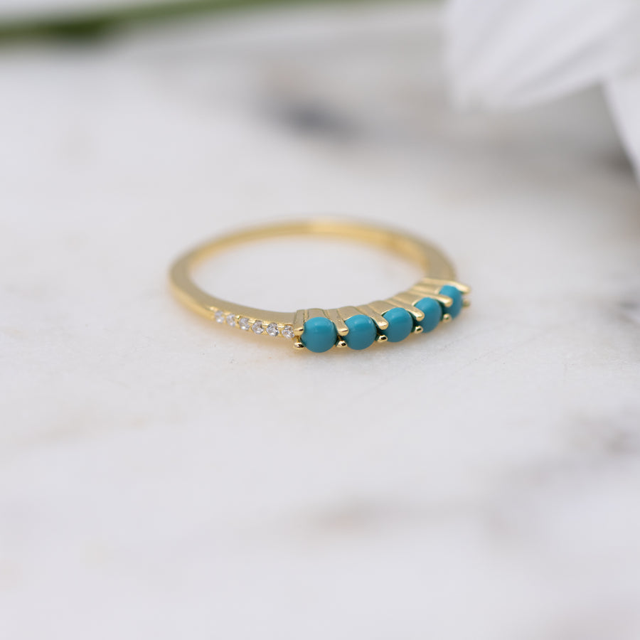 minimalist gold turquoise stone ring