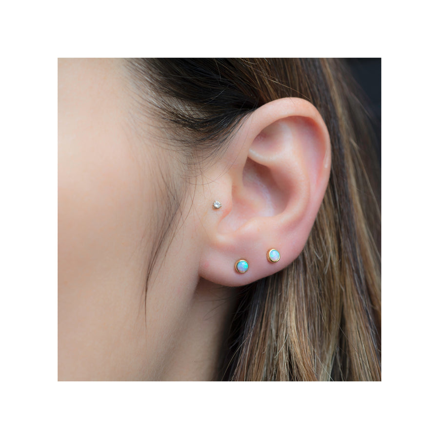 gold blue opal stud earrings