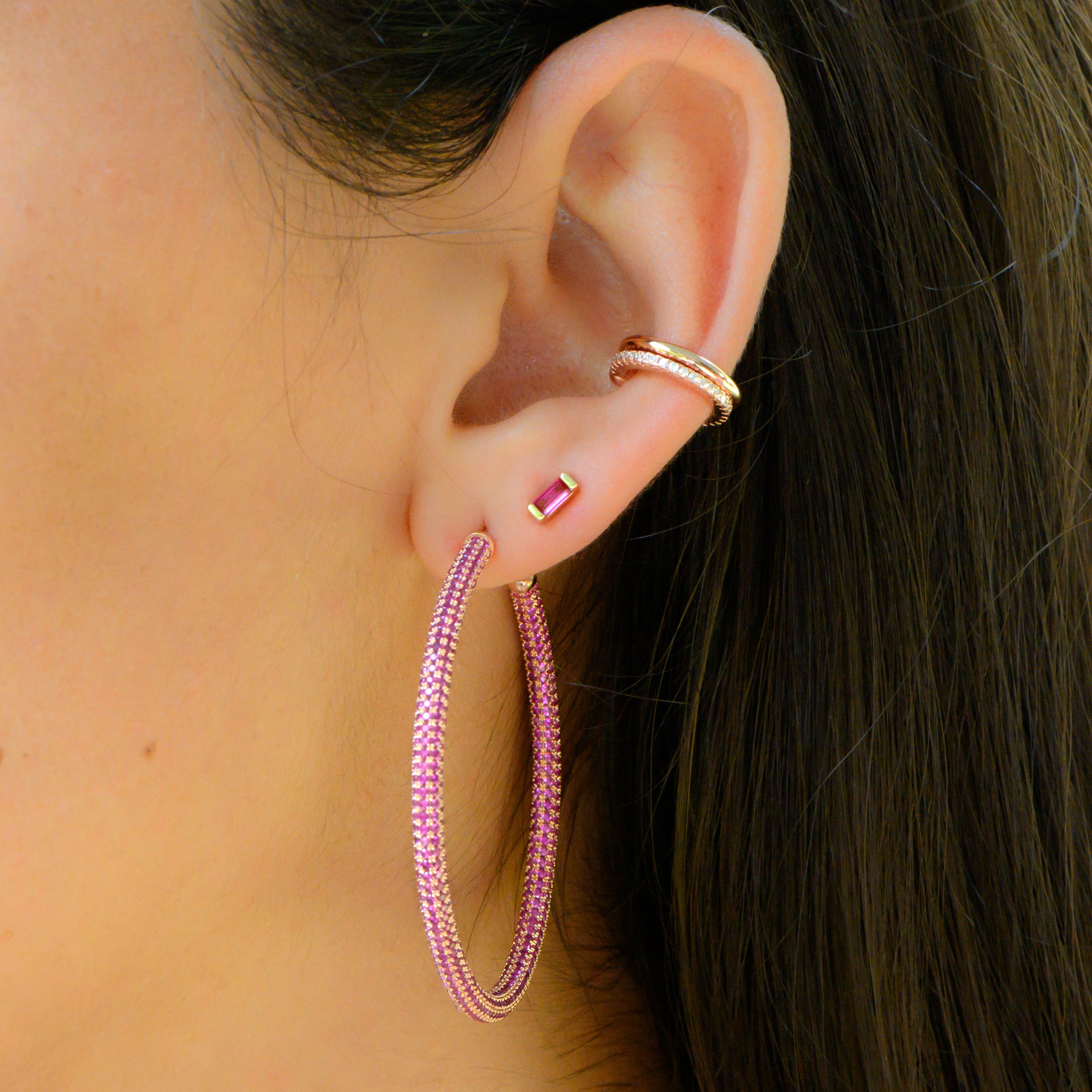 Ruby sale hoop earrings