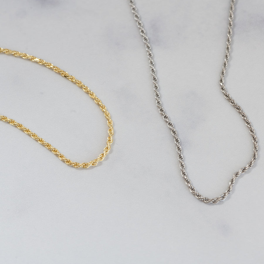 sterling silver and gold rope chain necklaces