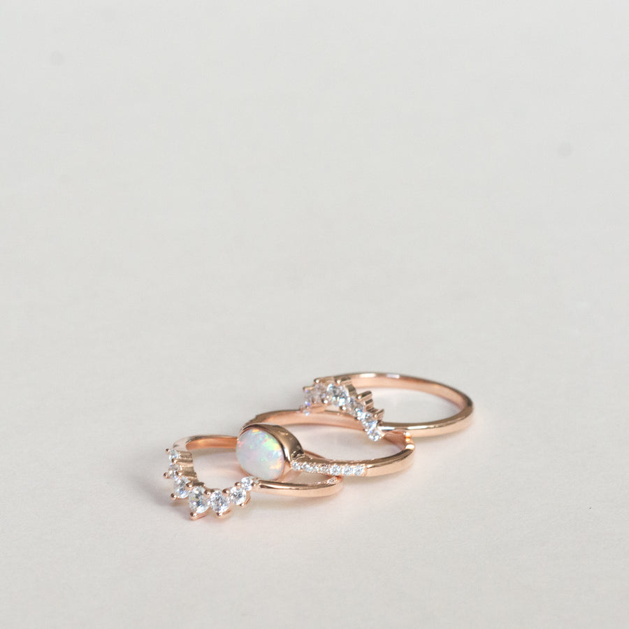 rose gold opal stacking ring set