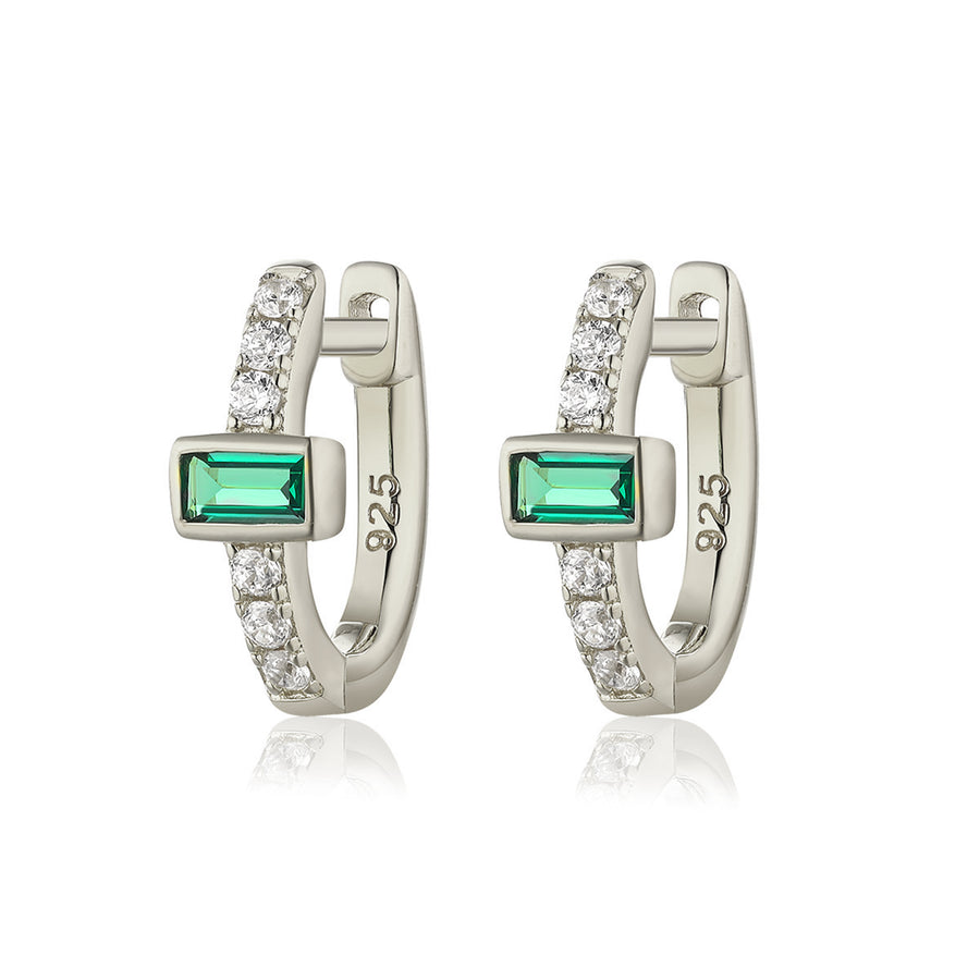 silver emerald diamond earrings