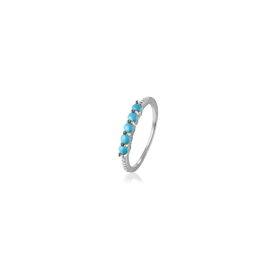silver turquoise five stone ring
