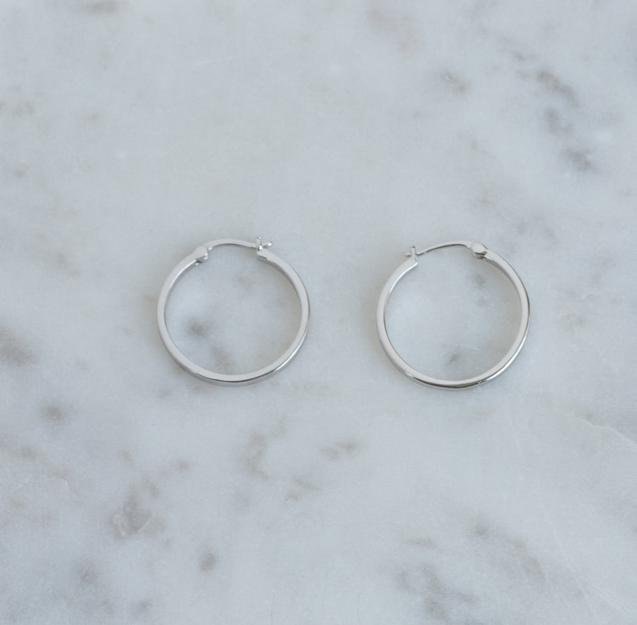 silver 13mm flat hoop earrings
