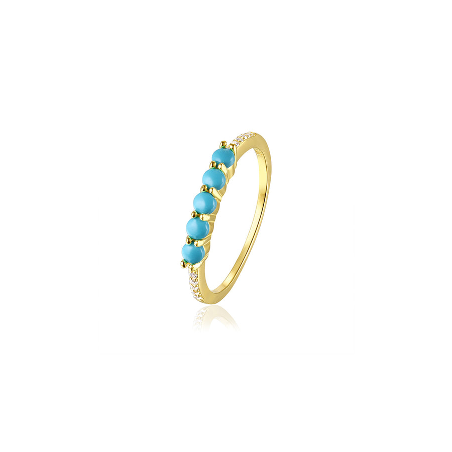 gold turquoise five stone ring