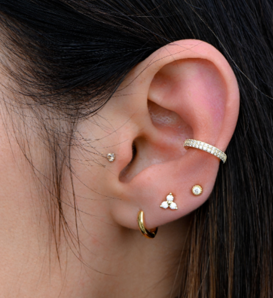 2 row gold cz ear cuff earring