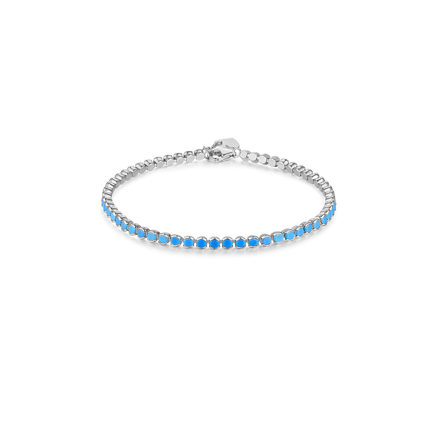 silver dainty turquoise tennis bracelet