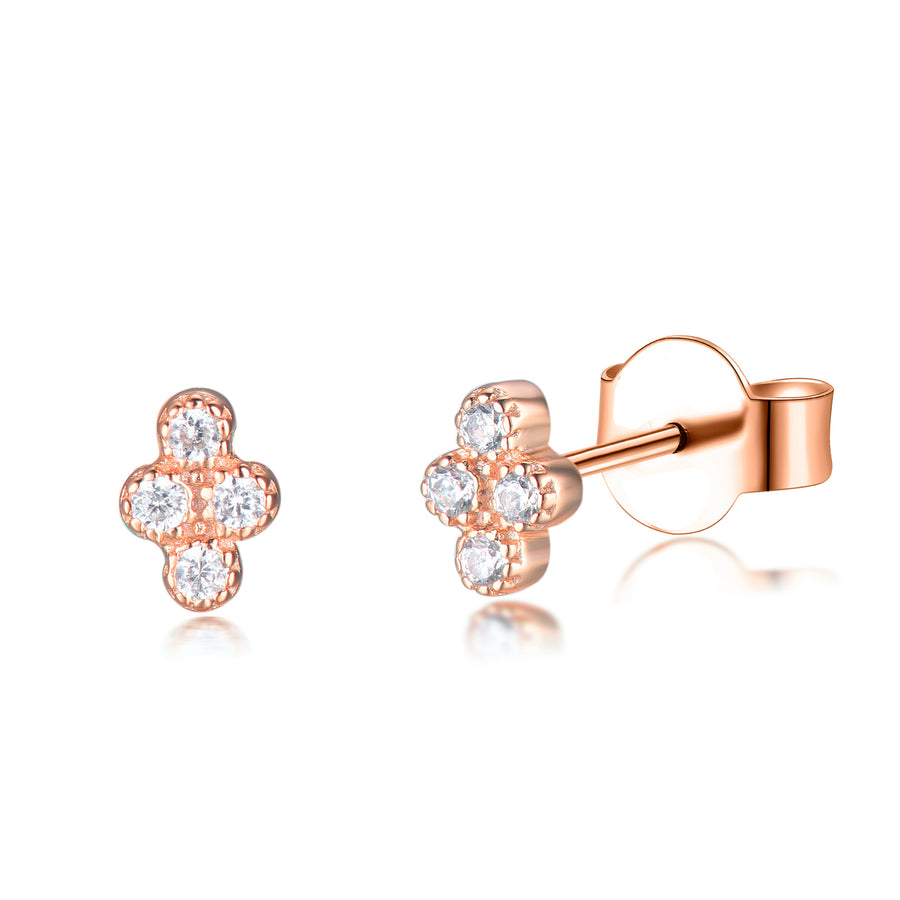 4 stone gold cz minimalistic stud earrings 