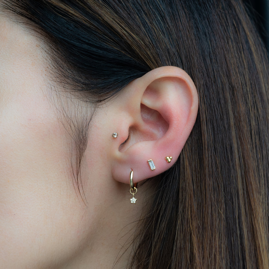 removable star charm huggie earrings