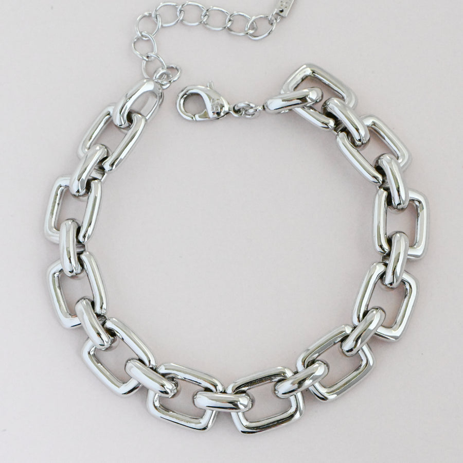 silver chunky chain link bracelet 