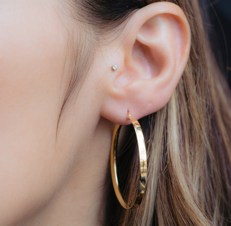 gold 40mm flat hoop earrings