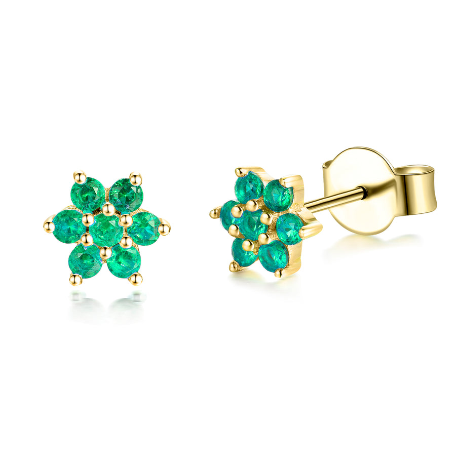 emerald flower stud earrings