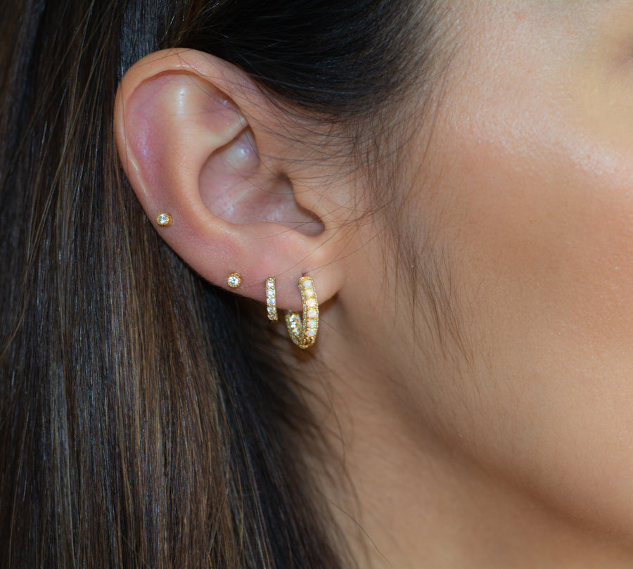 Opal and CZ Pave Hoop Earrings