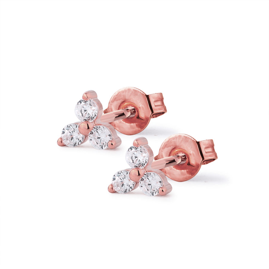 Three-Stone Diamond Stud Earrings