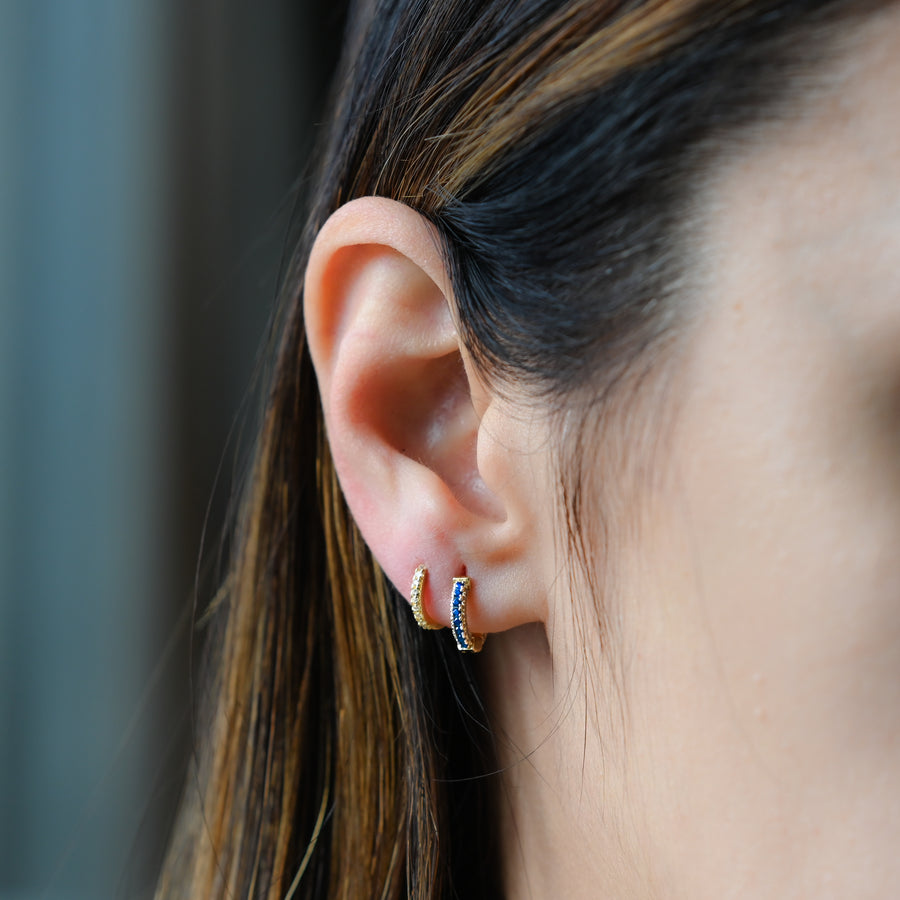 sapphire diamond huggie hoop earrings