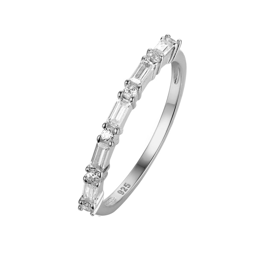 silver baguette with cz ring