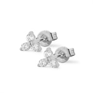 Three-Stone Diamond Stud Earrings – Samfa Style