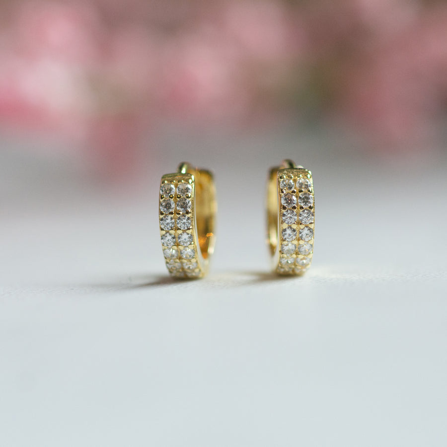 gold diamond huggie earrings