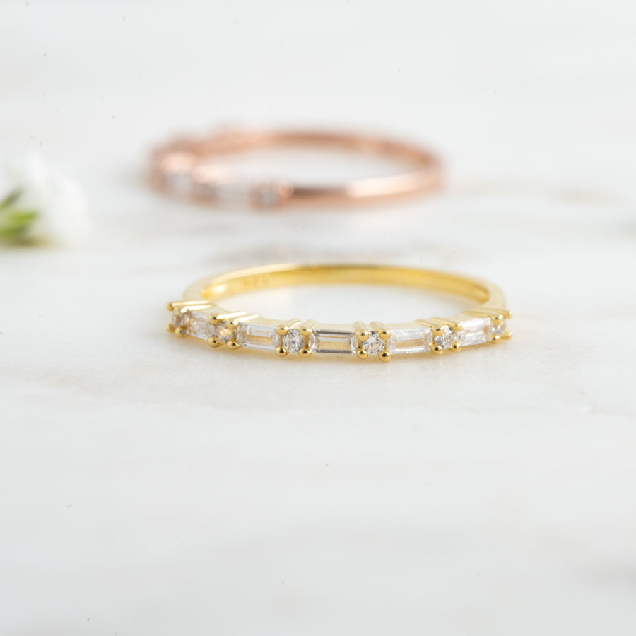 simple gold stacking baguette ring