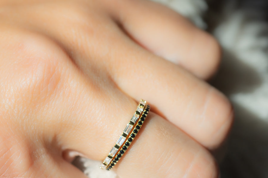 black diamond stacking eternity ring