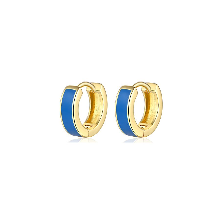 blue enamel huggie earrings