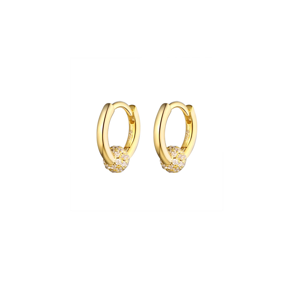 gold cz ball huggie hoop earrings