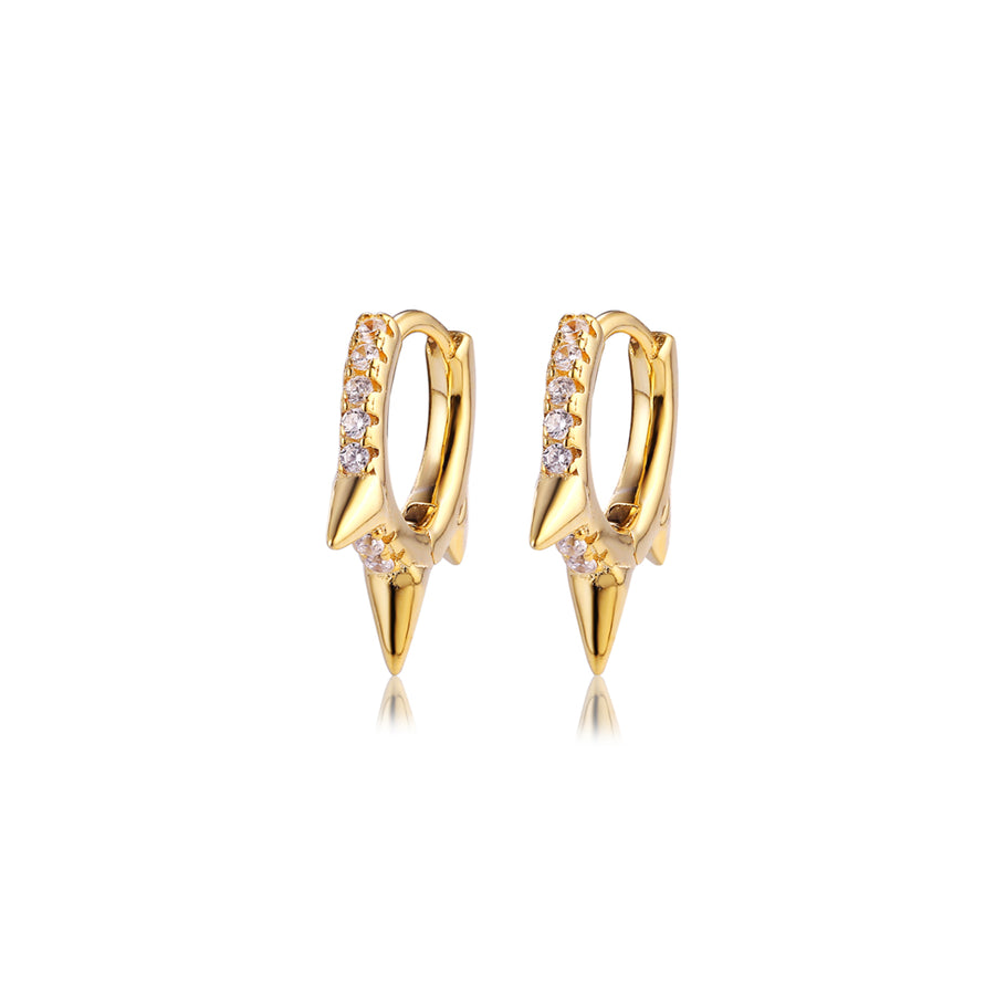 gold diamond spike huggie earrings