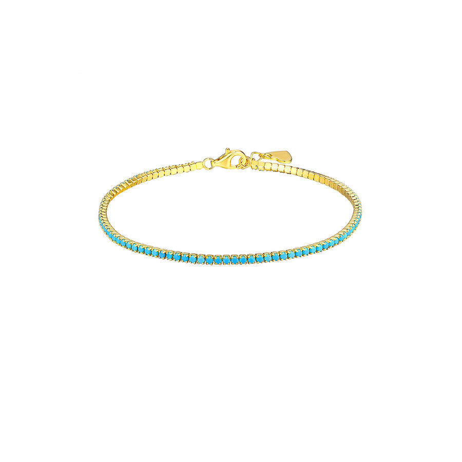 gold turquoise cz stone tennis bracelet