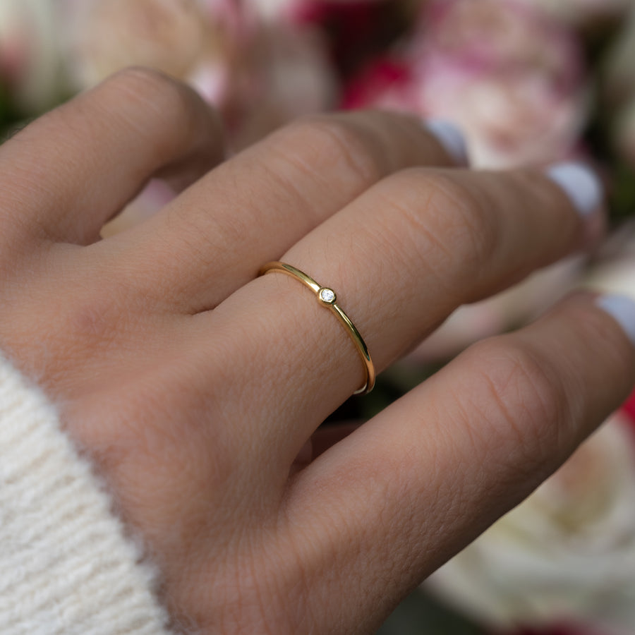 Dainty Diamond Ring, Simple Gold Ring, Marquise Diamond Ring, Minimalist  Ring, Gold Ring, Delicate Ring, Thin Ring, 14K Gold Stacking Ring 