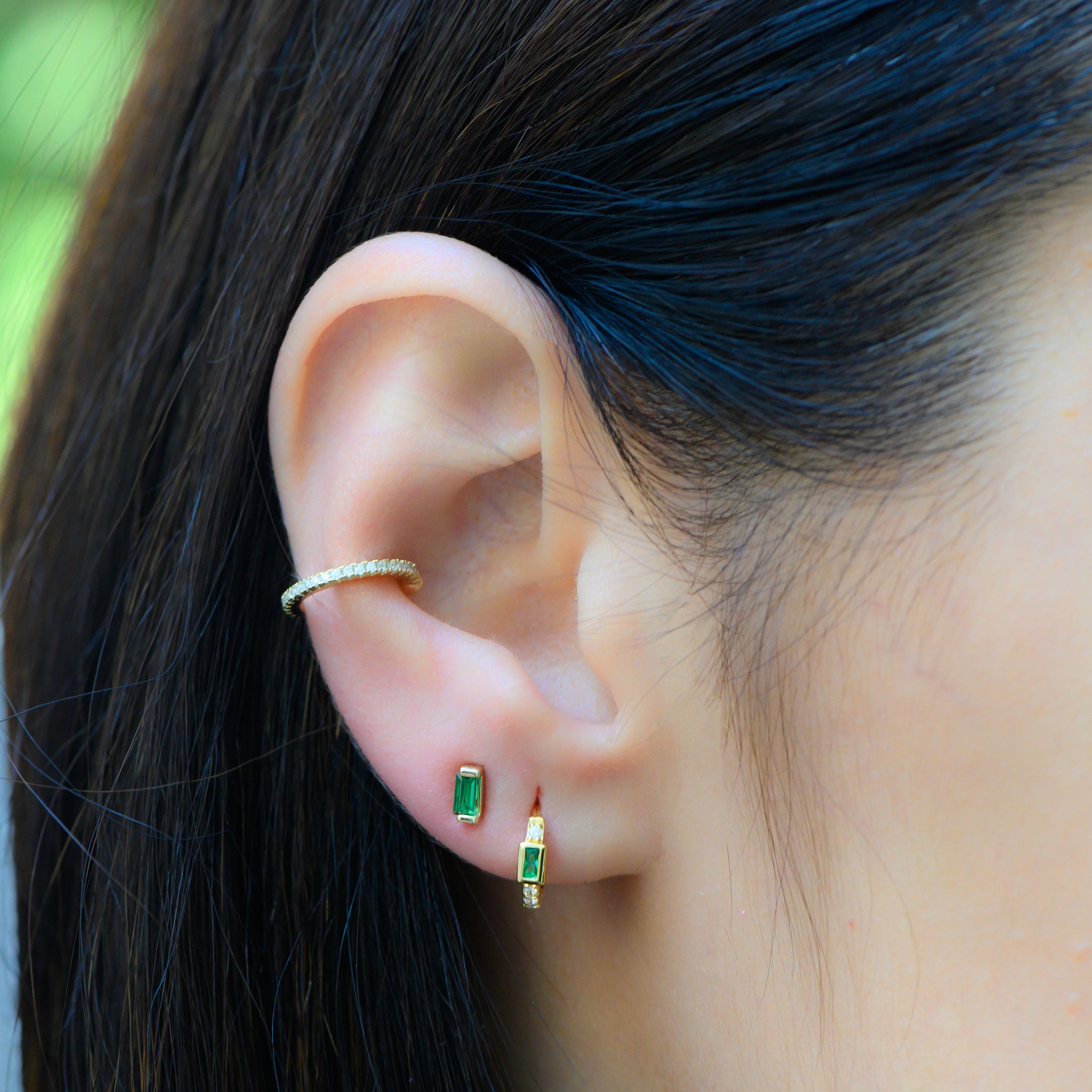 Lizzie Mandler Baguette Emerald Mini Stud ピアス 3d50c3b6-3a9f-48ae-a6e0-