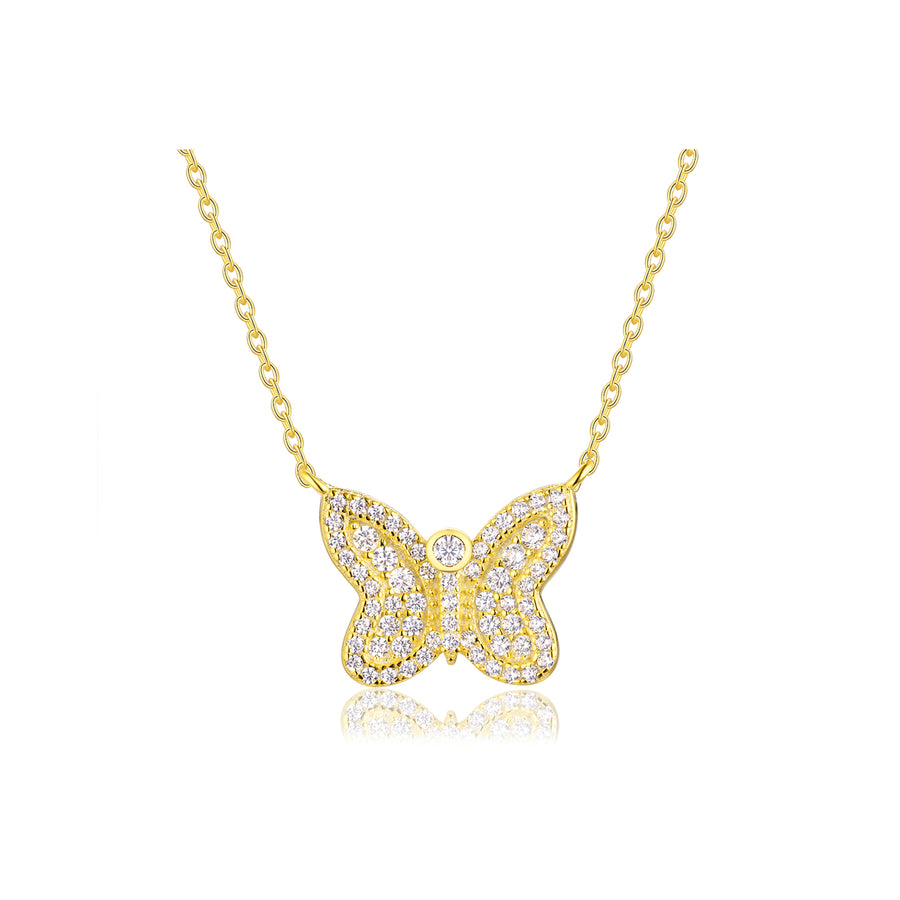 gold butterfly diamond necklace