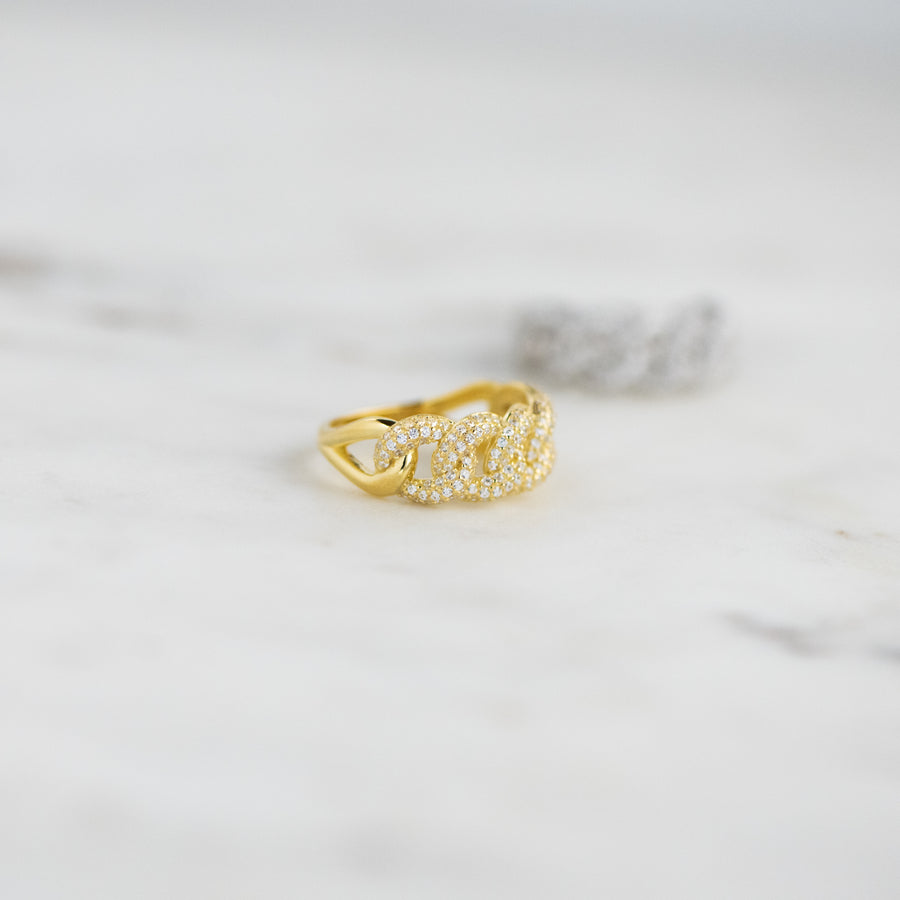pave cuban link chain ring