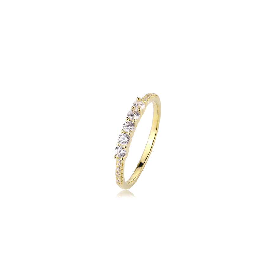 gold five stone diamond ring