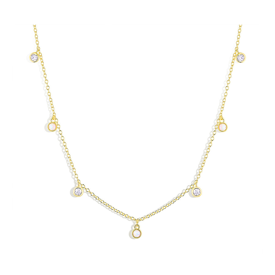 Opal Bezel Charm Necklace