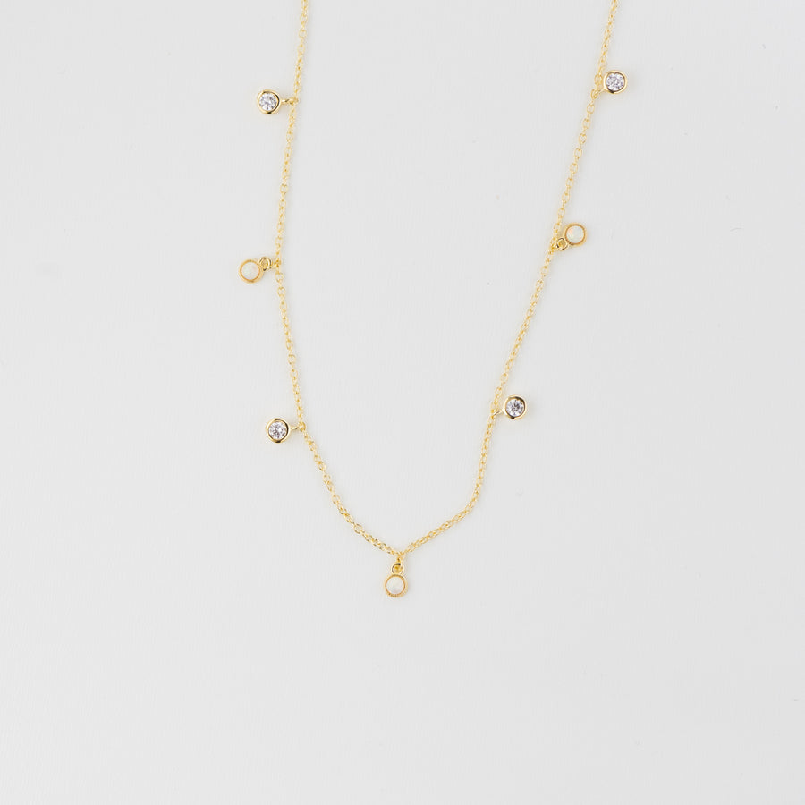 Opal Bezel Charm Necklace