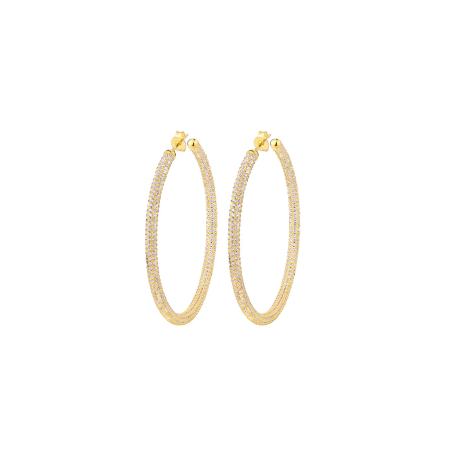 gold diamond pave hoop earrings