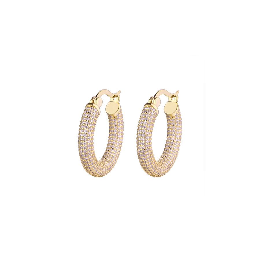 gold pave tube hoops