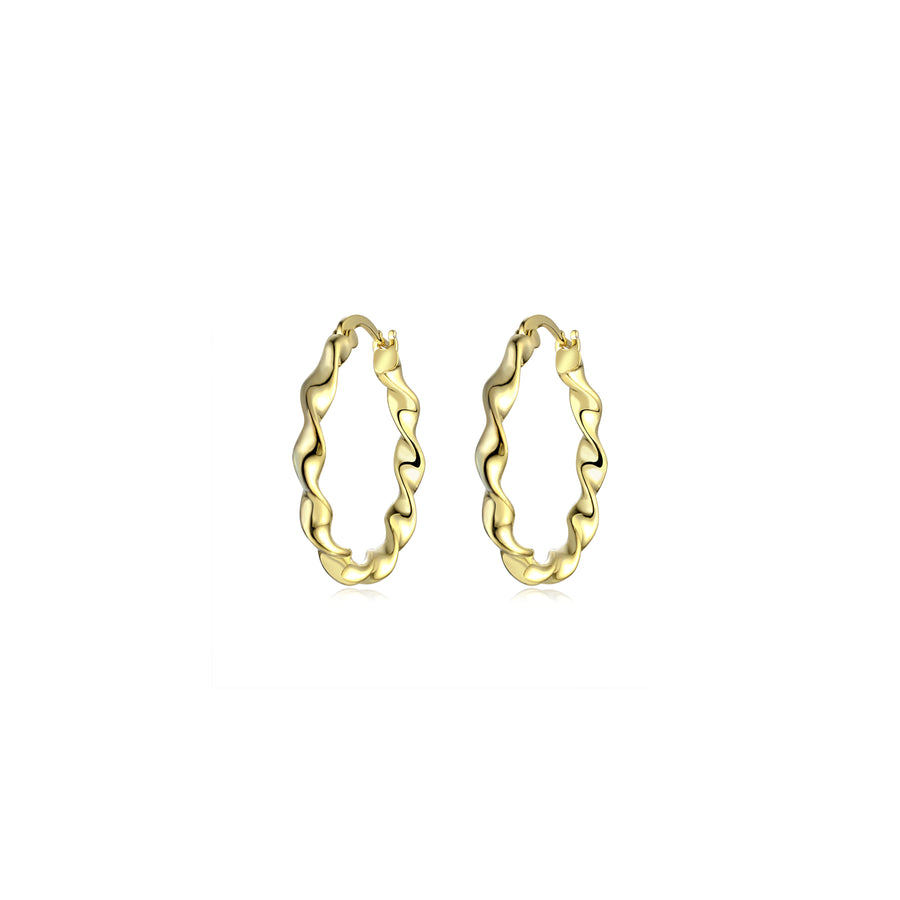 gold ribbon hoop earrings