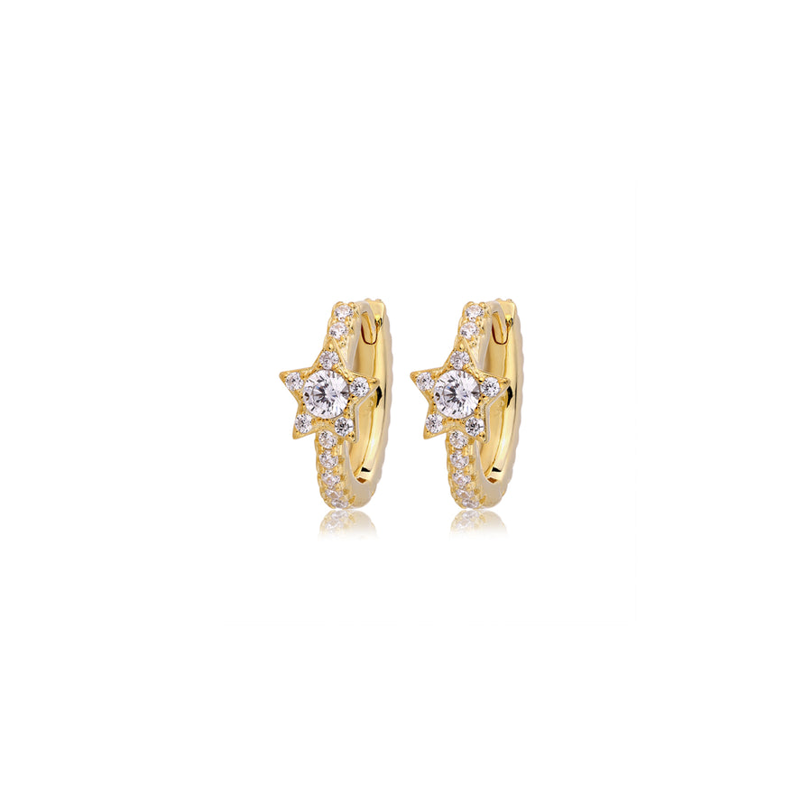 Pair of gold star small hoop earrings